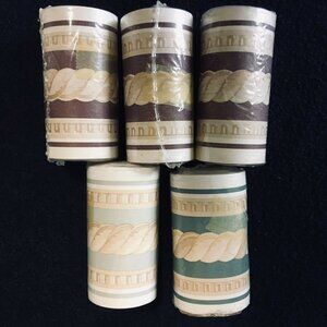 VTG 5 Rolls Rope Wallpaper Border Faux Victorian White Gold Retro Mixed15 f.* 3"